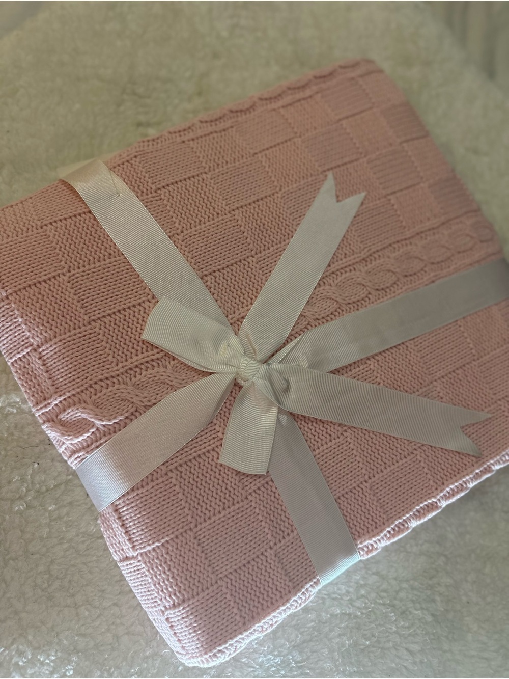Soft Pink Knit Baby Blanket - Unbranded